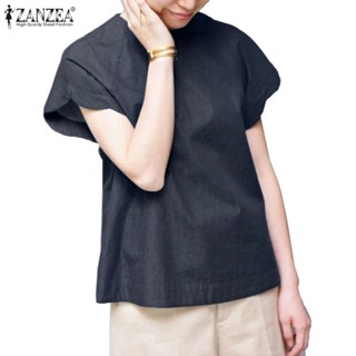 Zanzea เสื้อเบลาส์ คอกลม แขนสั้น ผ่าหลัง สไตล์เกาหลี สําหรับผู้หญิง