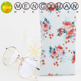 Mengxuan เคสแว่นตา หนัง PU กันน้ํา ลายดอกไม้ ยูนิคอร์น ความจุขนาดใหญ่ แฟชั่นสําหรับผู้ชาย