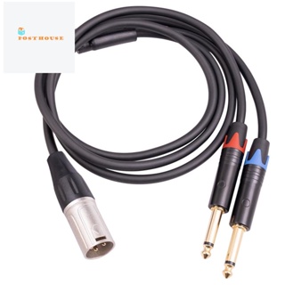 สายเคเบิลแยกเสียงไมโครโฟน 6.35 มม. 1/4 นิ้ว เป็น XLR ตัวผู้ Y 3Pin XLR ตัวผู้ เป็นปลั๊กคู่ 6.35 มม.