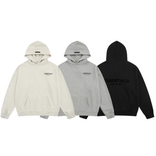 ใหม่ เสื้อกันหนาว มีฮู้ด เปิดไหล่ พิมพ์ลาย FEAR OF GOD ESSENTIAL สําหรับผู้ชาย และผู้หญิง