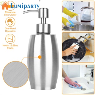 Lumiparty เครื่องจ่ายสบู่สเตนเลส กันลื่น ความจุขนาดใหญ่ 375 มล. สําหรับห้องครัว ห้องน้ํา