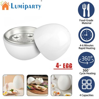 Lumiparty ที่ต้มไข่ 4 ช่อง รูปไข่ ปรับได้ ป้องกันน้ําร้อนลวก เข้าไมโครเวฟได้