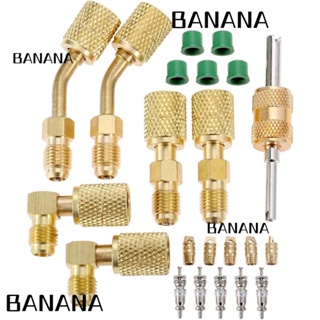 Banana1 ชุดอะแดปเตอร์เชื่อมต่อพอร์ตสูญญากาศ R410A 1/4 นิ้ว 5/16 นิ้ว ทองแดง และทองแดง SAE HVAC 22 ชิ้น