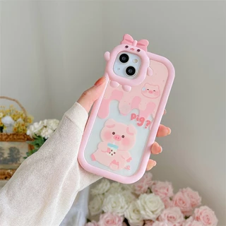 Case for iPhone 11 12 13 14 15 Pro Max 6/8/7 14/15 Plus X/XS Max SE ลายการ์ตูนมอนสเตอร์ ประดับโบว์ เคสเคลือบนิ่ม