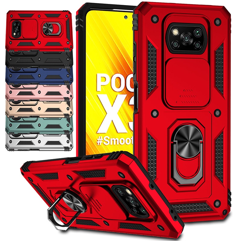 สําหรับ Xiaomi Poco X3 Pro / X3 NFC Hybrid Armor เคสกันกระแทกสไลด์เลนส์กล้องฝาครอบป้องกัน