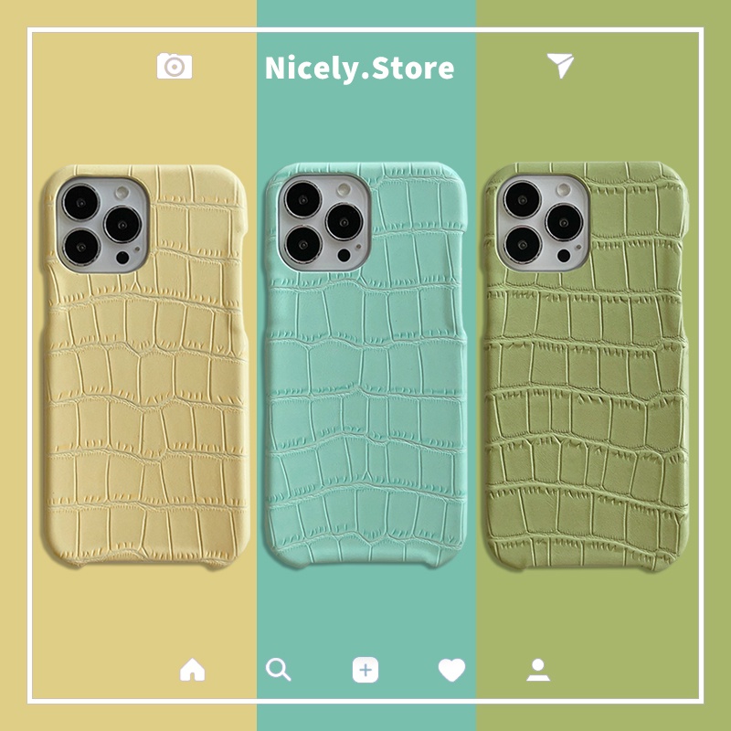 เคสโทรศัพท์มือถือหนัง ลายหนังจระเข้ สีมาการอง เรียบง่าย กันกระแทก คุณภาพสูง สําหรับ iPhone 15 14 13 12 Pro Max 11