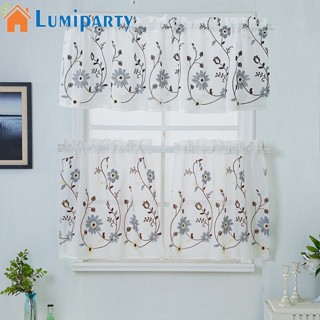 Lumiparty ผ้าม่านสั้น ปักลายกาแฟ สําหรับห้องนอน ห้องนั่งเล่น ห้องครัว ห้องน้ํา