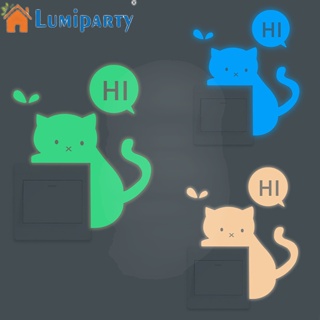 Lumiparty สติกเกอร์เรืองแสงในที่มืด ลายการ์ตูนแมว สําหรับติดตกแต่งผนังห้องนอนเด็ก ห้องนั่งเล่น