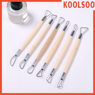 [Koolsoo] เครื่องมือแกะสลัก ด้ามจับไม้ สองด้าน สําหรับงานฝีมือ DIY 6 ชิ้น