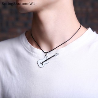 [SpringSAutumnW] ใหม่ สร้อยคอหนัง สเตนเลส จี้กีตาร์ แฟชั่นฤดูใบไม้ผลิ ของขวัญเครื่องประดับ สําหรับผู้ชาย ผู้หญิง [TH]