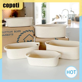 Copoti ตะกร้าเชือกถัก ผ้าฝ้าย แฮนด์เมด สําหรับใส่ของเล่น ของขวัญ (เปล่า) 5 ชิ้น ( เหมาะสําหรับอนุบาล ห้องนอน บ้าน