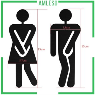 [Amleso] ชุดป้ายสัญลักษณ์ สเตนเลส 5.9 นิ้ว อุปกรณ์เสริม สําหรับห้องน้ํา ประตู ผู้ชาย ผู้หญิง