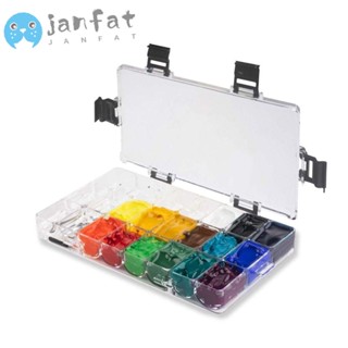 Janfat พาเลทสี 24 ช่อง กันรั่วซึม พร้อมที่จับนิ้วหัวแม่มือ สําหรับเดินทาง 1 ชิ้น