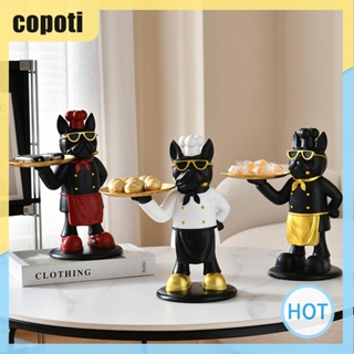 Copoti ฟิกเกอร์เรซิ่น รูปสุนัขบูลด็อก พร้อมถาด สําหรับตกแต่งบ้าน ห้องนั่งเล่น