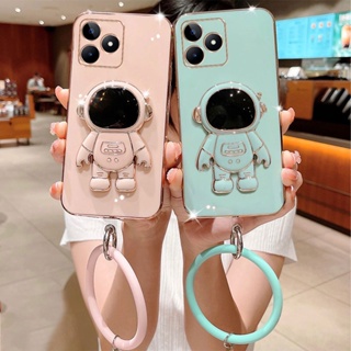 เคสโทรศัพท์Realme C51 C53 C55 2023 มือถือแบบนิ่ม ลายนักบินอวกาศ พร้อมที่ตั้งวาง หรูหรา สําหรับ เคสRealme C51 4G