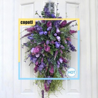 Copoti พวงมาลัยดอกทิวลิปประดิษฐ์ สีม่วง สําหรับแขวนตกแต่งประตูบ้าน