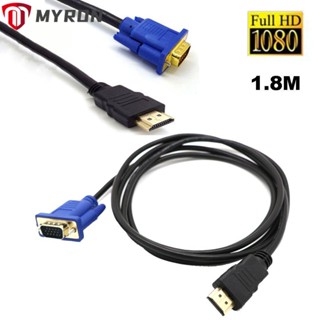 Myron สายเคเบิลวิดีโอ HDMI เป็น VGA ความละเอียดสูง 1.8 ม. 6 ฟุต สําหรับ HDTV PC แล็ปท็อป