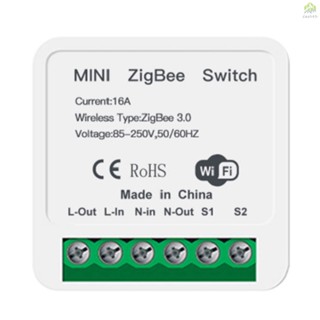 Mini ZigBee โมดูลสวิตช์ไฟ 3.0 16A รีเลย์อัจฉริยะ APP ควบคุมด้วยเสียง DIY (AC 85-250V)