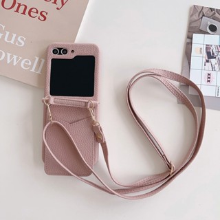 เคสโทรศัพท์มือถือหนังนิ่ม กันกระแทก พร้อมช่องใส่บัตร สะพายข้าง สําหรับ Samsung Galaxy Z Flip 5 4 3 Flip5 Flip4 Flip3 5G