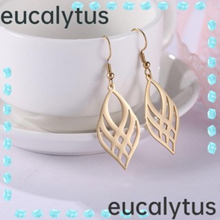 Eucalytus1 ต่างหูสเตนเลส ทรงเรขาคณิต สีทอง สีดํา เครื่องประดับ สําหรับผู้หญิง