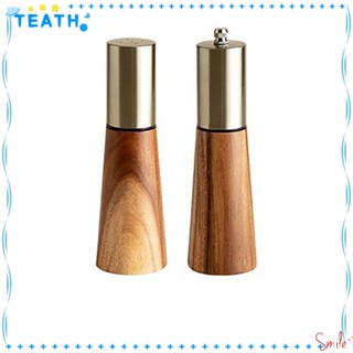 Teath ขวดบดพริกไทย เครื่องเทศ สเตนเลส 7.1*2.4 นิ้ว 7.28*2.4 นิ้ว สีทอง สําหรับทําอาหาร 1 2 ชิ้น