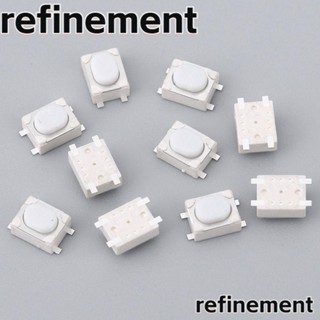 Refinement สวิตช์ปุ่มกด โลหะ พลาสติก ขนาด 3*4*2.5 มม. 4 5 ขา ความไวแสงสูง สีขาว