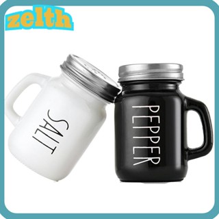 Zelth ขวดแก้วใส่เครื่องปรุงรส พริกไทย เกลือ ขนาด 3.35 นิ้ว ทนทาน สีดํา ขาว สําหรับครัวเรือน 2 ชิ้น