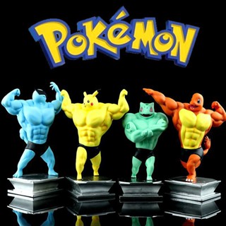 【shuanghong666】【IN  STOCK】Anime Hand-made Pokémon GK Muscular Hunk Small Fire Dragon Jenny Turtle Miao Frog Seed Decoration Model Figure