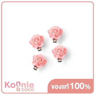 Oni Pinkish Hairpins 4pcs กิ๊บติดผมรูปกุหลาบ สีชมพู 4ชิ้น.