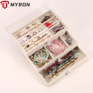 Myron กล่องเก็บเครื่องประดับ ต่างหู แบบสามชั้น พร้อมฝาปิด สีพื้น