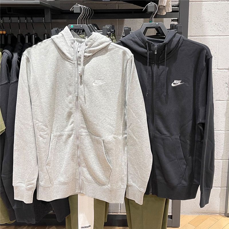 【พร้อมส่ง】เสื้อแจ็กเก็ตกันหนาว มีฮู้ด ผ้าฝ้าย 100% ปักลายโลโก้ Nike มีซิป สําหรับผู้ชาย และผู้หญิง