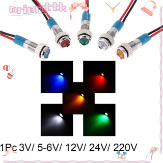 Orienttk ไฟแสดงสถานะ LED โลหะ กันน้ํา พร้อมสายไฟ 3V 5V 6V 9V 12V 24V 220V สําหรับรถยนต์ รถบรรทุก เรือ 1 ชิ้น