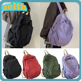 Zelth กระเป๋าเป้สะพายหลัง ผ้าแคนวาส สีดํา เรียบง่าย สําหรับผู้หญิง นักเรียน