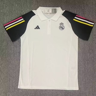 เสื้อโปโลแขนสั้น ลายทีมฟุตบอล Real Madrid 23 24 Real Madrid S-XXL ชุดเหย้า แห้งเร็ว สําหรับผู้ชาย