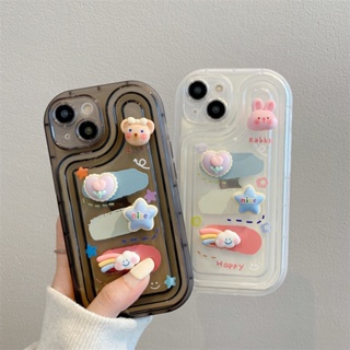 Dd เคสป้องกันโทรศัพท์มือถือ ลายการ์ตูนหมี และกระต่ายน่ารัก สามมิติ สําหรับ Apple iPhone 13 12 Promax XS 13 Promax 78 Plus 14 Promax 7 8