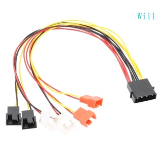 Will Molex สายเคเบิลอะแดปเตอร์เชื่อมต่อพัดลมระบายความร้อน 4Pin เป็น 3Pin 4 Pin 12V 7V 5V 3Pin 4Pin สําหรับคอมพิวเตอร์