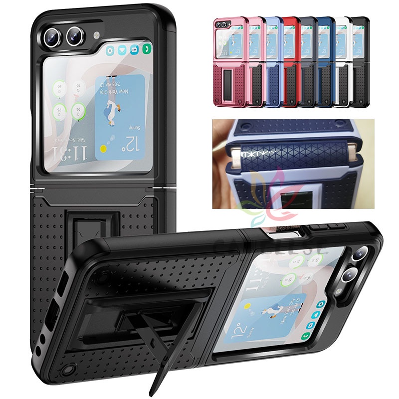 2 in 1 เคสโทรศัพท์มือถือ PC ผิวด้าน กันกระแทก พับได้ พร้อมบานพับ สําหรับ Samsung Galaxy Z Flip 5 Z F