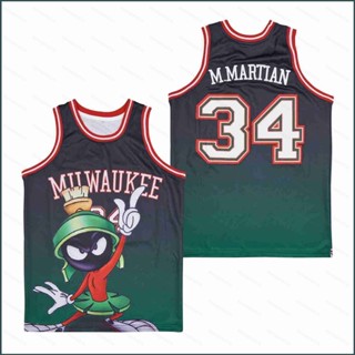 Sy3 Marvin the Martian No.34 เสื้อกีฬาบาสเก็ตบอล พลัสไซซ์ สําหรับผู้ชาย และผู้หญิง YS3