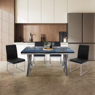 SB Design Square โต๊ะอาหารขาเหล็กท๊อปหิน รุ่น Apollo สีดำ แบรนด์ KONCEPT FURNITURE