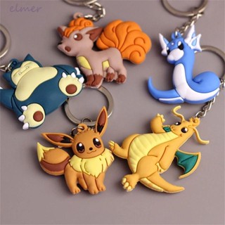 Elmer พวงกุญแจ จี้ PVC รูปโปเกม่อน Charizard Dragonair Vulpix Snorlax สําหรับห้อยกระเป๋าเป้สะพายหลัง