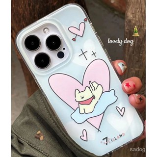 เคสโทรศัพท์มือถือแบบใส กันกระแทก ลายลูกสุนัขหัวใจ สําหรับ iphone 14 pro max 11 12 13 7 8 Plus X XR xsmax 11promax 11pro 12pro 13 pro max 14plus xsmax 7p 8p