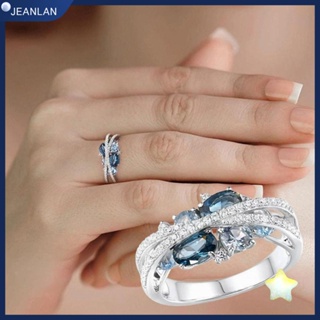 Jeanlan แหวนหมั้นแต่งงาน แหวนหมั้นแต่งงาน ประดับเพทาย สีฟ้า สีชมพู