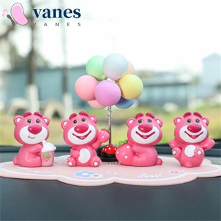 Vanes1 ฟิกเกอร์เรซิ่น รูปการ์ตูนอนิเมะ Huggin Bear Strawberry Bear น่ารัก สีชมพู สําหรับตกแต่งรถยนต์ ของขวัญเด็ก