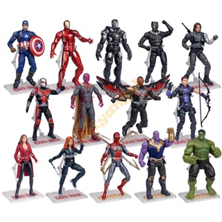 ใหม่ โมเดลฟิกเกอร์ Marvel Avengers Spider-Man Iron Man Captain America Black Panther Hulk Thanos Black Widow ขยับได้ ขนาด 17 ซม. ของขวัญสําหรับเด็ก