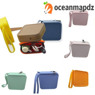 Oceanmapdz กระเป๋าใส่เหรียญซิลิโคน ทรงสี่เหลี่ยม กันน้ํา แบบพกพา ขนาดเล็ก ของขวัญสีพื้น