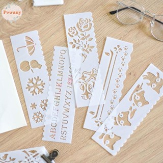 Pewany แม่แบบลายฉลุ รูปตัวอักษร สําหรับวาดภาพระบายสี ตกแต่งสมุดภาพ 8 ชิ้น ต่อชุด