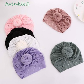 Twinkle1 ผ้าโพกหัวเด็กทารก สําหรับทารก ยืดหยุ่น หมวกเด็ก กลวง สีพื้น หมวกทารกแรกเกิด หมวกคลุมศีรษะ