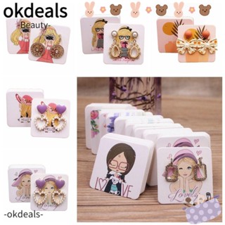 Okdeals การ์ดกระดาษคราฟท์ ลายการ์ตูนเด็กผู้หญิง หลากสี สําหรับโชว์ต่างหู 100 ชิ้น