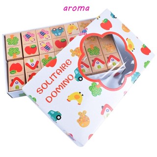 Aroma จิ๊กซอว์ไม้ รูปโดมิโน่ผลไม้ ของเล่นเสริมการเรียนรู้ สําหรับเด็ก ครอบครัว 28 ชิ้น ต่อชุด