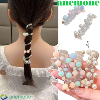 Anemone ยางรัดผม แบบพลาสติกใส ประดับไข่มุก สําหรับงานแต่งงาน